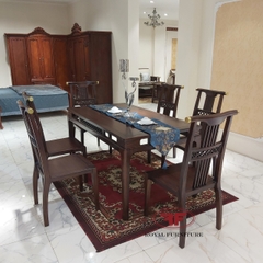 BỘ BÀN ĂN 1M6 INDOCHINE GỖ ÓC CHÓ A03