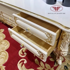 [Nhiều Kích Thước] KỆ TIVI PHÒNG KHÁCH TÂN CỔ ĐIỂN DÁT VÀNG MẶT GỖ