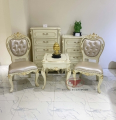 BỘ BÀN TRÀ THƯ GIÃN 2 GHẾ KHÔNG TAY DÁT VÀNG TÂN CỔ ĐIỂN 933B