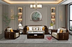 BỘ SOFA 123 INDOCHINE GỖ ÓC CHÓ NHẬP KHẨU CAO CẤP 2301