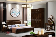 BỘ  GIƯỜNG TỦ INDOCHINE GỖ ÓC CHÓ 4 MÓN NHẬP KHẨU CAO CẤP 2335