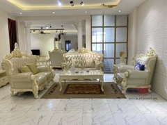 BỘ SOFA PHÒNG KHÁCH 122 TÂN CỔ ĐIỂN HỌA TIẾT DÁT VÀNG 9903B
