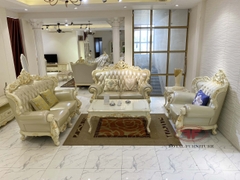 BỘ SOFA PHÒNG KHÁCH 122 TÂN CỔ ĐIỂN HỌA TIẾT DÁT VÀNG 9903B