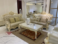 BỘ SOFA PHÒNG KHÁCH 122 TÂN CỔ ĐIỂN HỌA TIẾT DÁT VÀNG 9903B