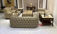 BỘ SOFA GỖ ÓC CHÓ TÂN CỔ ĐIỂN CAO CẤP GỒM 5 MÓN NỘI THẤT