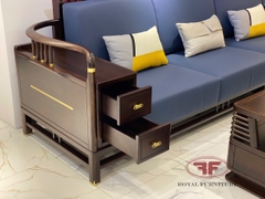 BỘ SOFA INDOCHINE DÁNG CHỮ L GỖ ÓC CHÓ NHẬP KHẨU 2305