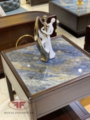 BÀN GÓC INDOCHINE GỖ ÓC CHÓ MẶT ĐÁ CÓ NGĂN KÉO NHẬP KHẨU HT2312