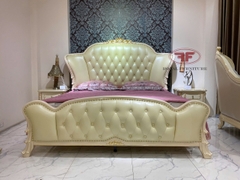 GIƯỜNG NGỦ DÁT VÀNG TÂN CỔ ĐIỂN GỖ TỰ NHIÊN SANG TRỌNG D502