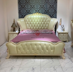 GIƯỜNG NGỦ DÁT VÀNG TÂN CỔ ĐIỂN GỖ TỰ NHIÊN SANG TRỌNG D502