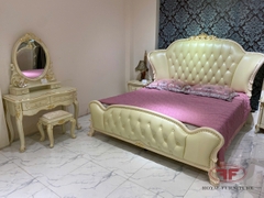 GIƯỜNG NGỦ DÁT VÀNG TÂN CỔ ĐIỂN GỖ TỰ NHIÊN SANG TRỌNG D502