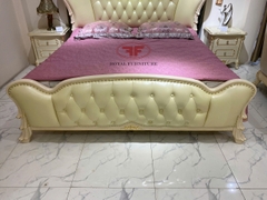 GIƯỜNG NGỦ DÁT VÀNG TÂN CỔ ĐIỂN GỖ TỰ NHIÊN SANG TRỌNG D502