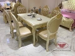 BỘ BÀN ĂN 6 GHẾ TÂN CỔ ĐIỂN DÁT VÀNG NHẬP KHẨU 933B