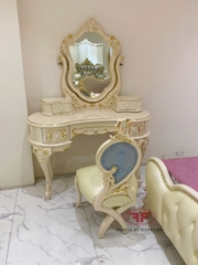 BÀN TRANG ĐIỂM CÔ DÂU TÂN CỔ ĐIỂN DÁT VÀNG GỖ TỰ NHIÊN CAO CẤP 805