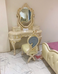 BÀN TRANG ĐIỂM CÔ DÂU TÂN CỔ ĐIỂN DÁT VÀNG GỖ TỰ NHIÊN CAO CẤP 805