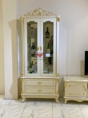 TỦ RƯỢU 2 CÁNH TÂN CỔ ĐIỂN HỌA TIẾT DÁT VÀNG GỖ TỰ NHIÊN 932B-DV