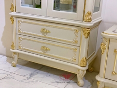 TỦ RƯỢU 2 CÁNH TÂN CỔ ĐIỂN HỌA TIẾT DÁT VÀNG GỖ TỰ NHIÊN 932B-DV