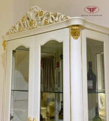 TỦ RƯỢU 2 CÁNH TÂN CỔ ĐIỂN HỌA TIẾT DÁT VÀNG GỖ TỰ NHIÊN 932B-DV