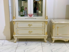 TỦ RƯỢU 2 CÁNH TÂN CỔ ĐIỂN HỌA TIẾT DÁT VÀNG GỖ TỰ NHIÊN 932B-DV