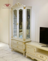 TỦ RƯỢU 2 CÁNH TÂN CỔ ĐIỂN HỌA TIẾT DÁT VÀNG GỖ TỰ NHIÊN 932B-DV