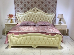 GIƯỜNG NGỦ 1M8 ĐẸP TÂN CỔ ĐIỂN GỖ TỰ NHIÊN SAINA WHITE 882B