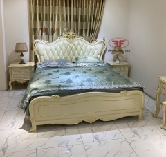 GIƯỜNG NGỦ DÁT VÀNG TÂN CỔ ĐIỂN GỖ TỰ NHIÊN 881B-DV