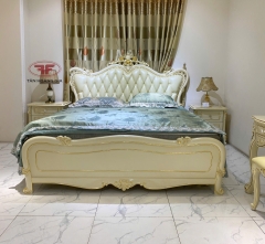 GIƯỜNG NGỦ DÁT VÀNG TÂN CỔ ĐIỂN GỖ TỰ NHIÊN 881B-DV