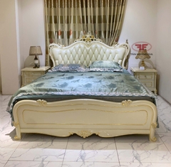 GIƯỜNG NGỦ DÁT VÀNG TÂN CỔ ĐIỂN GỖ TỰ NHIÊN 881B-DV