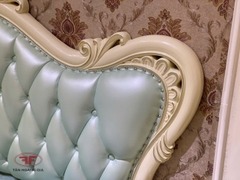 GIƯỜNG NGỦ DA XANH TÂN CỔ ĐIỂN ĐUÔI CONG SANG TRỌNG 881B