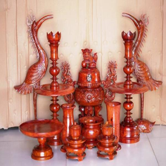 Bộ đồ thờ gỗ đinh hương đẹp