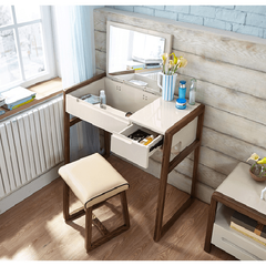 Bàn trang điểm gỗ công nghiệp, chân gỗ tự nhiên BTD-011