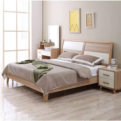 Giường ngủ gỗ tự nhiên cao cấp kết hợp khung sắt G-017