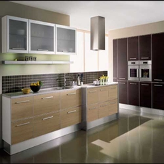 tủ bếp gỗ mdf cốt xanh cánh veneer sồi TB-006
