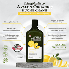 Dầu gội hữu cơ Avalon Organics hương chanh cho tóc xỉn màu, kém bóng mượt 325ml