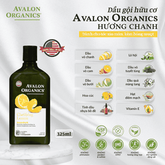 Dầu gội hữu cơ Avalon Organics hương chanh cho tóc xỉn màu, kém bóng mượt 325ml