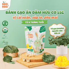 Thực phẩm bổ sung bánh gạo ăn dặm hữu cơ cho bé Nobi Nobi vị cải xoăn, súp lơ, phô mai 15g (Từ 8 tháng tuổi)