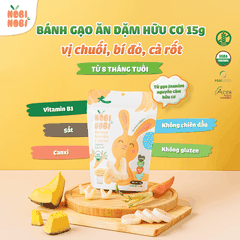 Thực phẩm bổ sung bánh gạo ăn dặm hữu cơ cho bé Nobi Nobi vị chuối, bí đỏ, cà rốt 15g (Từ 8 tháng tuổi)