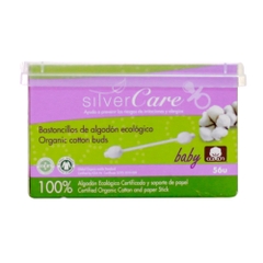 Bông tăm hữu cơ đầu to cho bé Silvercare hộp 56 cái