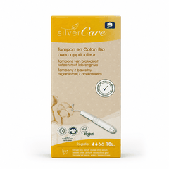 Tampon hữu cơ 2 giọt có cần đẩy Silvercare Regular 16 miếng