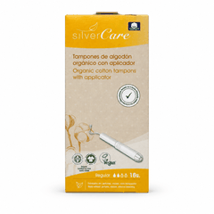 Tampon hữu cơ 2 giọt có cần đẩy Silvercare Regular 16 miếng