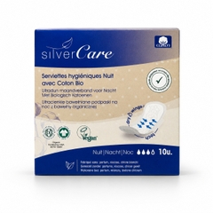 Băng vệ sinh hữu cơ siêu mỏng có cánh ban đêm Silvercare 10 miếng