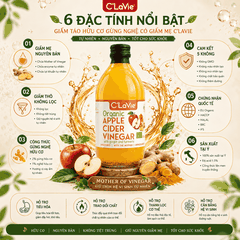 Giấm Táo Hữu Cơ Gừng Nghệ C’LaVie 500ml