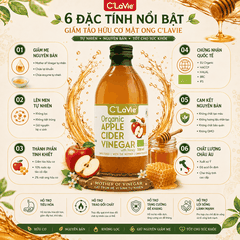 Giấm Táo Hữu Cơ Mật Ong C’LaVie 500ml