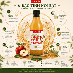 Giấm Táo Hữu Cơ Có Giấm Mẹ C’LaVie 1000ml