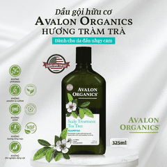 Dầu gội hữu cơ Avalon Organic hương tràm trà dành cho da đầu nhạy cảm 325ml