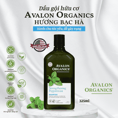 Dầu gội hữu cơ Avalon Organics hương bạc hà dành cho tóc yếu, dễ gãy rụng 325ml