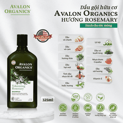 Dầu gội hữu cơ Avalon Organics hương Rosemary dành cho tóc mỏng 325ml