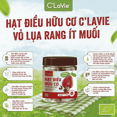 Hạt điều hữu cơ vỏ lụa rang ít muối C'LaVie 200g