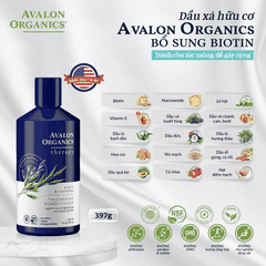 Dầu xả hữu cơ Avalon Organics bổ sung Biotin dành cho tóc mỏng, dễ gãy rụng 397g