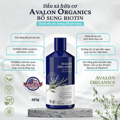 Dầu xả hữu cơ Avalon Organics bổ sung Biotin dành cho tóc mỏng, dễ gãy rụng 397g