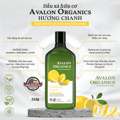 Dầu xả hữu cơ Avalon Organics hương chanh cho tóc xỉn màu, kém bóng mượt 312g